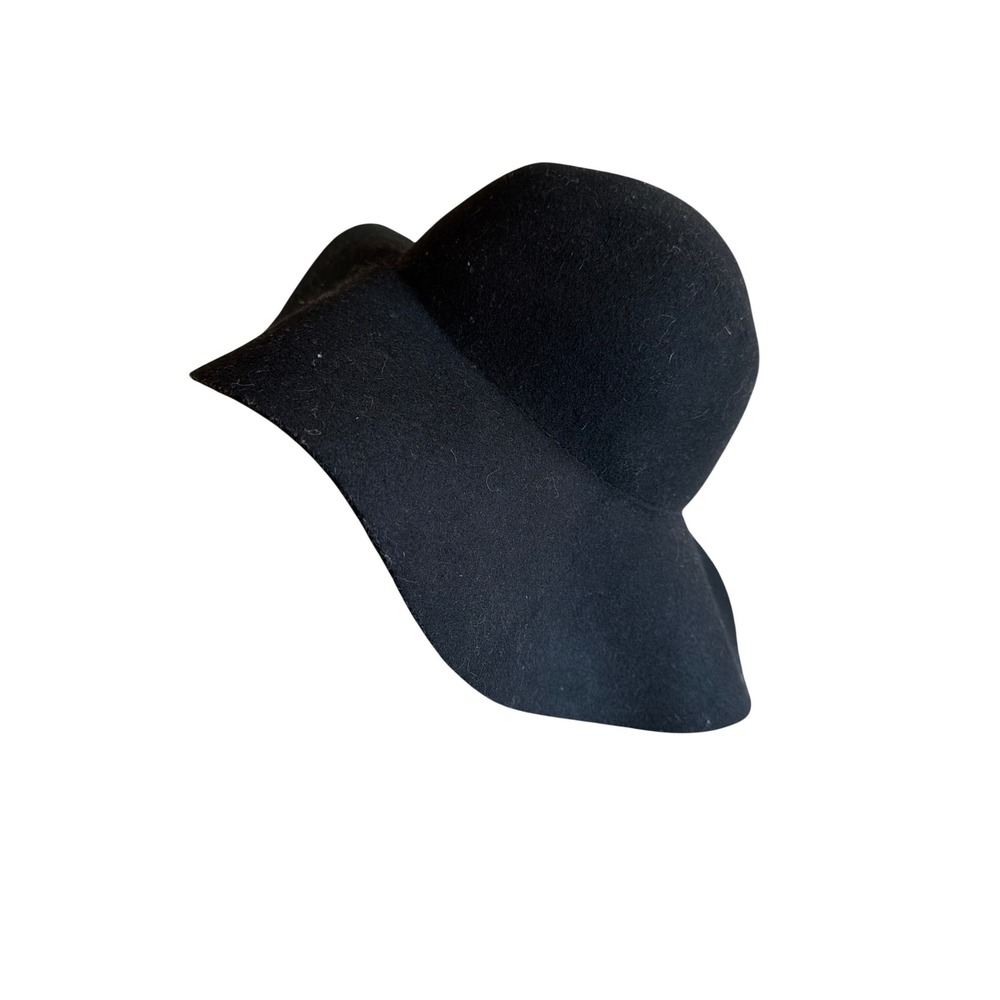 Scala Collezione Black Felt Wide Brim Floppy‎ Hat Womens Fashion